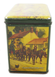 Vintage lata de té por 'De Gruyter' con imágenes de una escena de caza