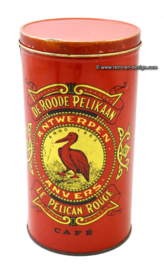 Vintage coffee tin De Roode Pelikaan Le pelican Rouge, Red Pelican