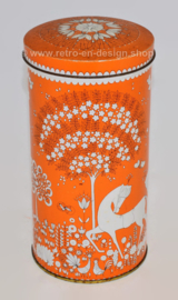 Lata rusk vintage de Verkade en naranja con detalles en blanco
