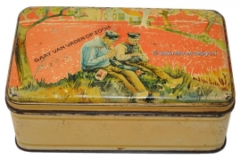 La lata de tabaco. Vintage/antiquo Van Nelle's Tabaksblik. Gaat van vader op zoon