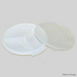 Tupperware 'Suzette' three-compartment serving bowl with detachable handle and transparent lid