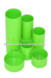 Vintage green plastic pen holder or desk organizer from the 1970s