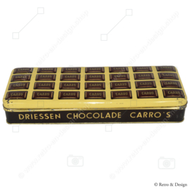 Elongated tin with embossed lid for Carro's, chocolates made by DRIESSEN