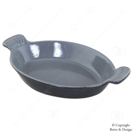 Plat à cuire en fonte vintage - Émaillé en noir et gris | Excellent état