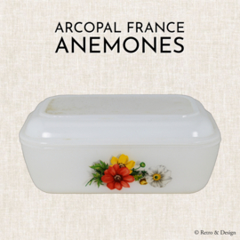 Vintage butter dish with floral pattern "Anemones" by Arcopal France