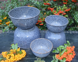 Brocante set of five nest bowls in gray cloudy enamel