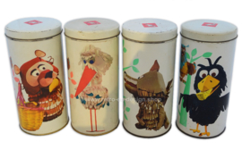 Set von vier Vintage Zwiebackdosen von Bolletje, Fabeltjeskrant