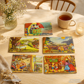 Rompecabezas de Cubos de Madera Vintage – Cuentos Clásicos – 12 Piezas – Completo con Caja