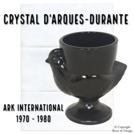 🐔 ¡Espléndido conjunto vintage de seis hueveras negras en forma de gallinas, fabricadas por Cristal d'Arques-Durant en la década de 1970! 🥚
