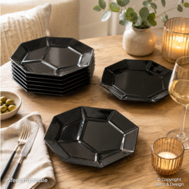 Grill plate or Fondue plate, Hors d'oeuvre by Arcoroc France, Octime black Ø 25 cm