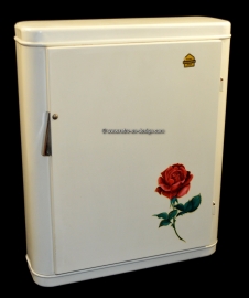Vintage Brabantia Medizinschrank Aufdruck Rose aus den 60er Jahren, markiert