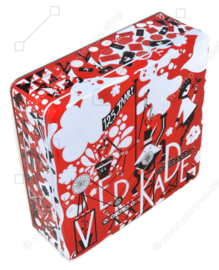 Square cookie tin 125 years Verkade in red, white and black