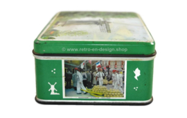 Green vintage tin with color photos "Beautiful Holland"