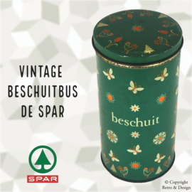 Vintage green Dutch Rusk tin, De Spar