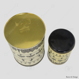 Juego vintage de latas de Tomado con escenas holandesas antiguas en negro, crema