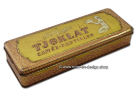 Langwerpige vintage blikken doos voor TJOKLAT camee-pastilles