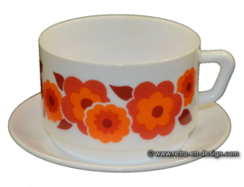 Arcopal Lotus Soup bowl and saucer, orange - red