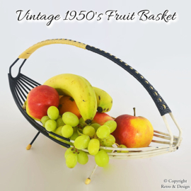 Cesta de Frutas de Alambre de Acero Recubierto de Plástico de la Era String, Años 50/60