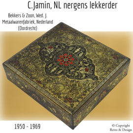 Boîte en métal vintage de C. Jamin – NL, « Nergens Lekkerder » - Design iconique des années 1950