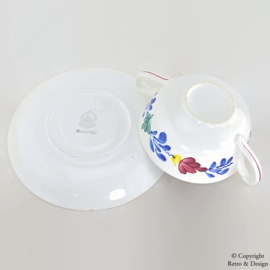 Tazón de sopa con plato: Vintage Boerenbont de Royal Sphinx Maastricht, pintado a mano