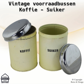 Boîtes de Rangement Vintage Brabantia pour Café et Sucre - Métal Blanc Crème des Années 1950-60