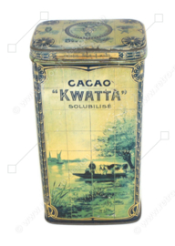Rechteckige Kakaodose 'Kwatta's Olanda Cacao', 1900-1925 für 1 kg KWATTA-Kakao