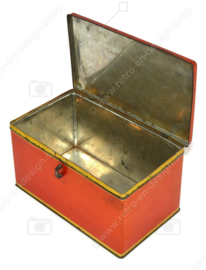 Vintage orange Blechdose mit goldener Paspelierung für Zwieback