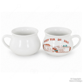 Vintage aardewerk soepkommen "Soep van de Dag" – set van 6