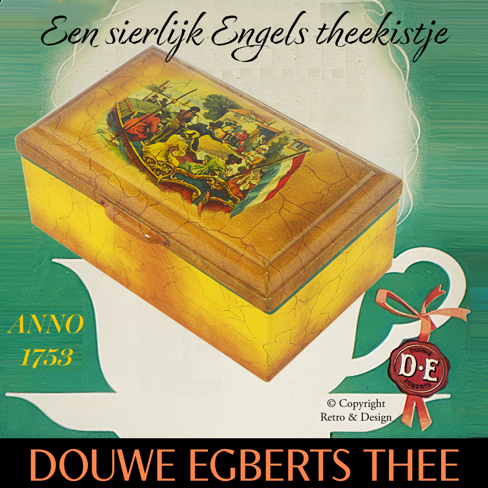 Lata vintage de té Pickwick (1930–1937) – Rara lata rectangular con ilustración de barco y casa de té