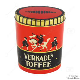 "Verkade Nostalgie: Ovale Vintage-Bonbondose für Toffees mit Reiter auf Pferd"