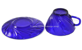 Duralex Rivage cobalt blue, cup and saucer