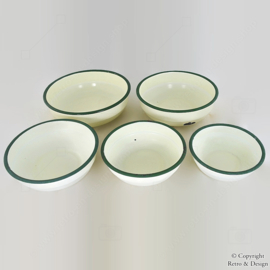 Timeless Vintage: Set of 5 Authentic Enamel Nesting Bowls (1950-1960)