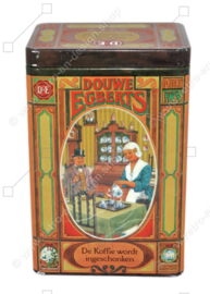 Coffee tin by Douwe Egberts with nostalgic images