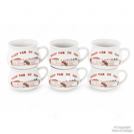 Vintage aardewerk soepkommen "Soep van de Dag" – set van 6