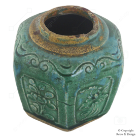Tarro de Jengibre Chino Antiguo – Cerámica Verde Única