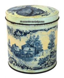 Vintage lata, Delftware con el paisaje holandés
