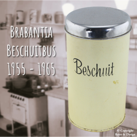 Boîte à biscuits vintage Brabantia avec lettres décoratives noires des années 1950-1960