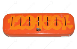 Vintage orange Brabantia household money box with numbers. Includes key