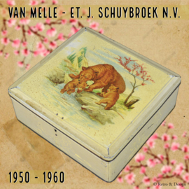 Vintage-Bonbondose von Van Melle mit einer Zeichnung von Bären
