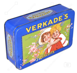 Vintage Blechdose von Verkade mit Mutter und Kind im nostalgischen Design