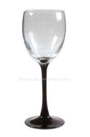 Vintage wine glass 'Domino' on black stem by Cristal D'Arques-Durand