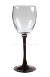 Vintage Weinglas "Domino" auf schwarzem Stiel von Cristal D'Arques-Durand