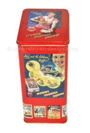 Douwe Egberts Koffie, retro blik met nostalgische afbeeldingen.