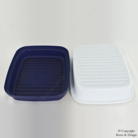 Plaisir nostalgique : Vintage Tupperware 'Bread Stor N Serve' en bleu/blanc moucheté