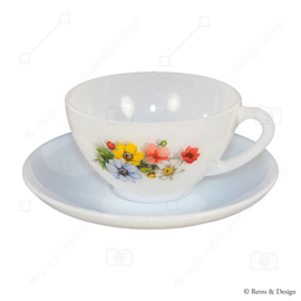 Vintage cup and saucer with field bouquet "Anemones" by Arcopal France