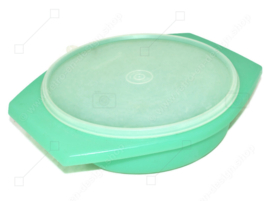 Vintage Tupperware grater or slicing dish in jade green with lid