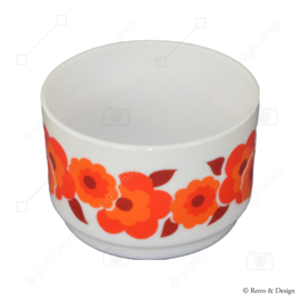 Arcopal Lotus soup bowl in orange/red floral pattern
