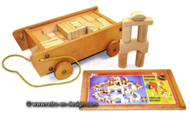 SISO Carrito de juguete de madera con bloques