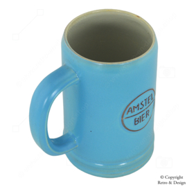 Chope de Bière Vintage en Grès Bleu Pastel des Années 1960 – Bière Amstel