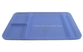 Vintage Tupperware Tablett mit Unterteilung, Servier-Tablett, Speiseteller in Neonblau